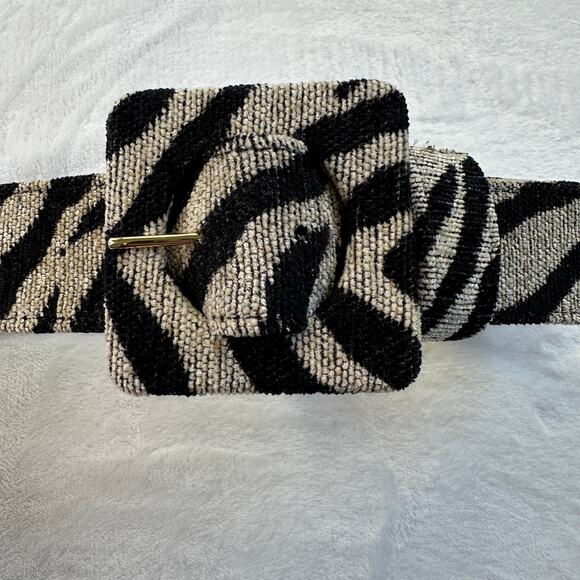 Lizzie Fortunato Agnes Zebra Chenille Belt Black Natural Size XS/S NWT $275 main image 16